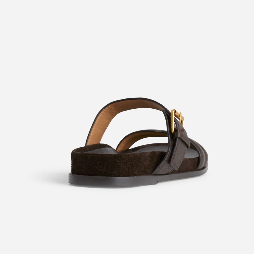 Madewell The Dara Double-Strap Slide Sandal in Dark Carob Brown Size 7.5 - Picture 3 of 12